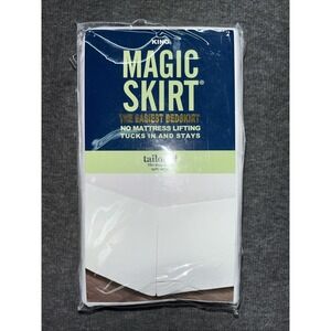 Magic Skirt King Bed Skirt White‎ Tailored 15" Drop Length Wrap Around New